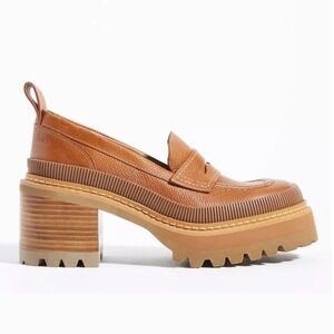 See by Chloé Tan Mahalia Loafers Block Heel Women's Size 41EU 10.5US